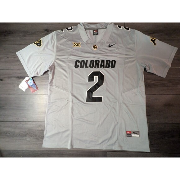 Buffaloes Other - Shedeur Sanders #2 Colorado Buffaloes Big 12 Gray Football 2024 V Neck Jersey